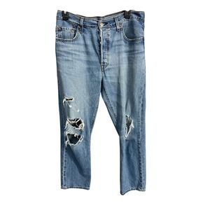 Levi's 501 Distressed Light Wash Straight Leg Jeans W29 L26 Button Fly Denim